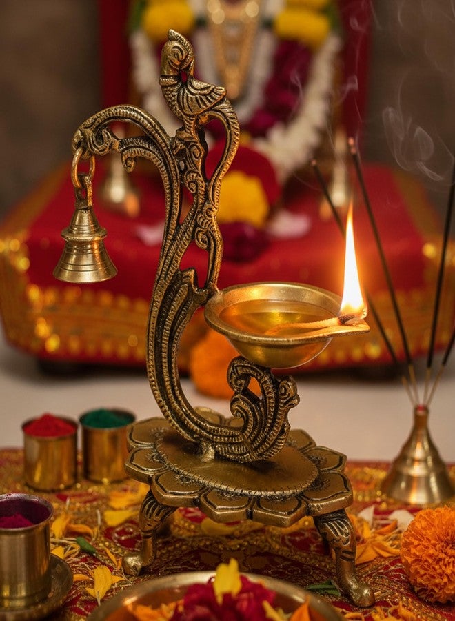 eSplanade - Brass Diya (Peacock with Bell) - Image 2
